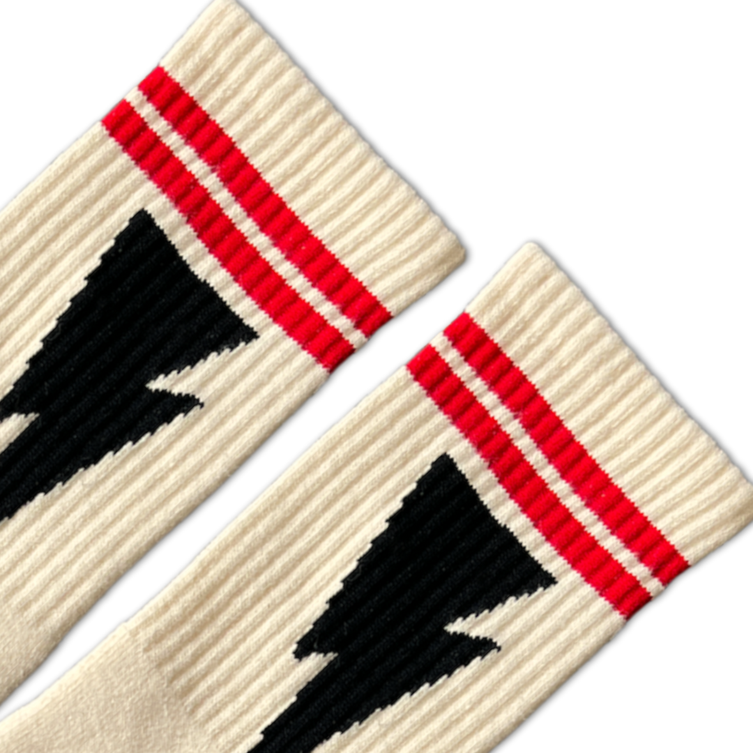 Mike Vallely Lightning Bolt Socks: Natural / Crew / L/XL