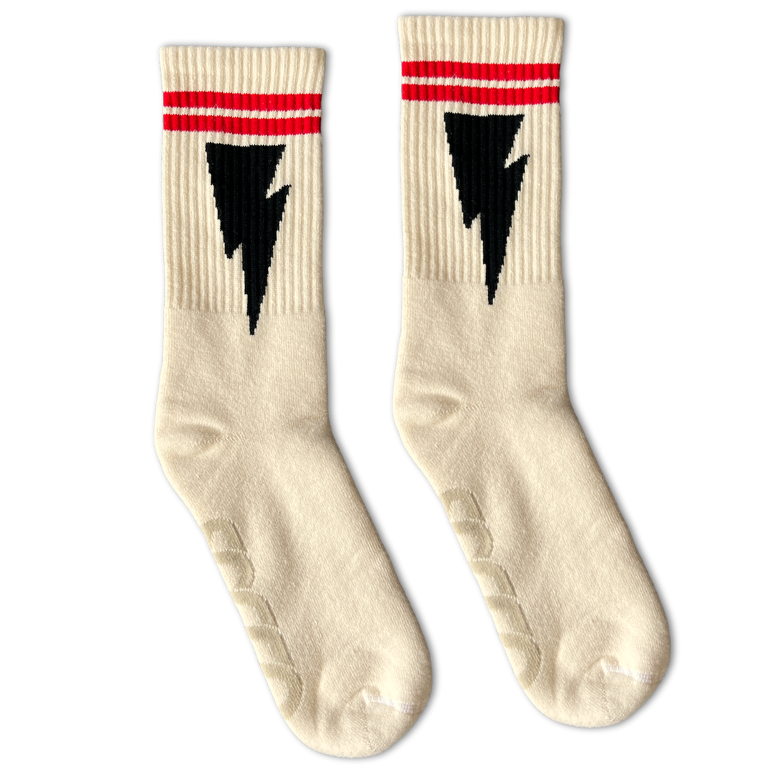 Mike Vallely Lightning Bolt Socks: Natural / Crew / L/XL