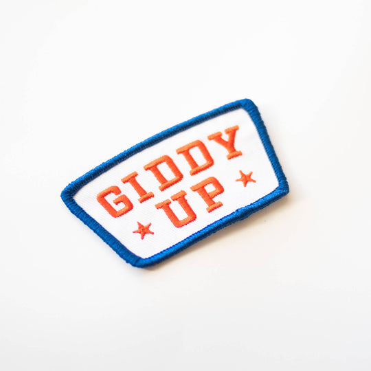 Union Made - Giddy Up Embroidered Iron on Patch - Red, White and Blue