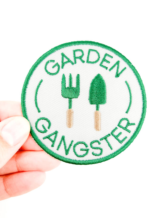 Field Trip Threads - Garden Gangster Embroidered Iron On Patch Organic Farm Hats