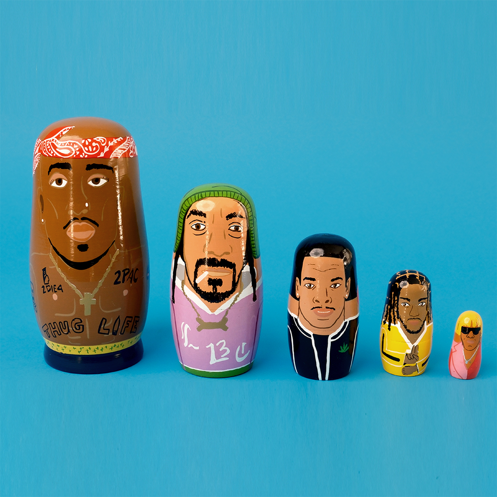 Larney + Babs - West Coast Rappers Wooden Nesting Doll Sets