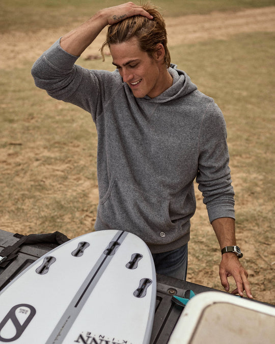 Outerknown Hightide Pullover Hoodie in Mid Heather Grey 5