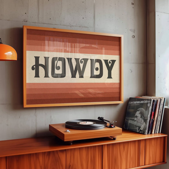 Tejas Country Club - Howdy Art Print Poster Monochromatic Ombre Rust Print (FLAT)