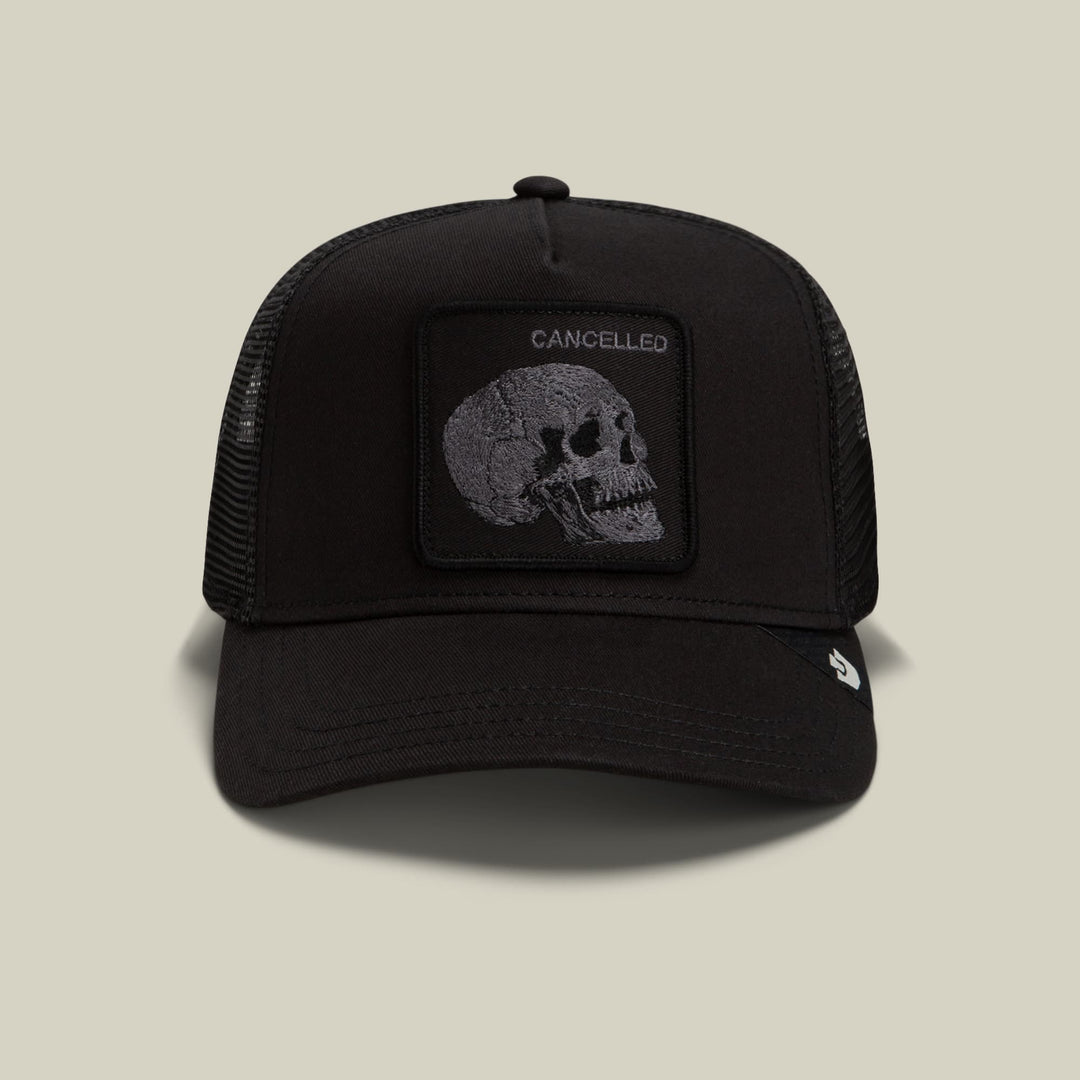 Goorin Bros Tonal Skull trucker hat in Void, front