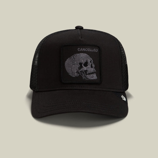 Goorin Bros Tonal Skull trucker hat in Void, front