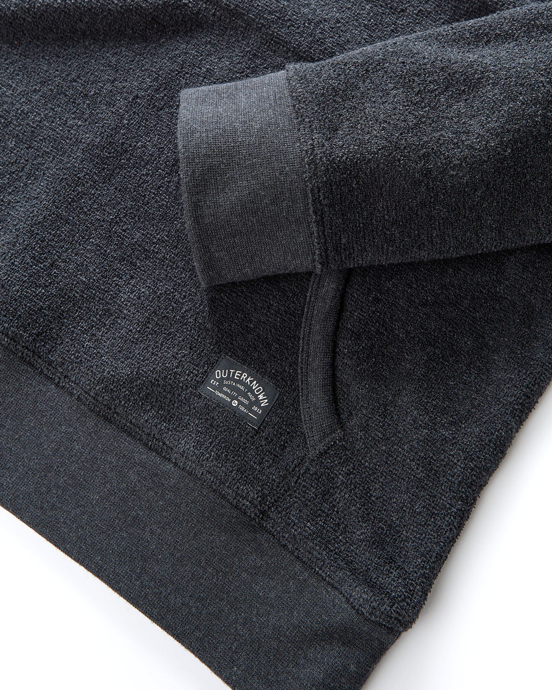 Outerknown Hightide Pullover Hoodie in Heather Black 3