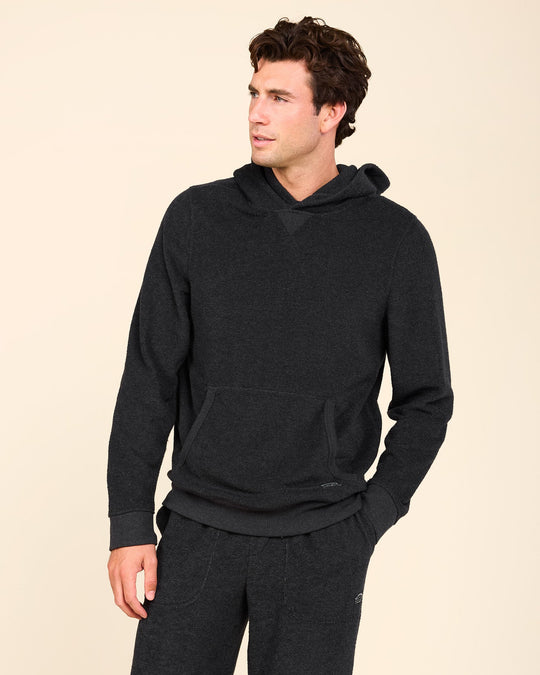 Outerknown Hightide Pullover Hoodie in Heather Black 4