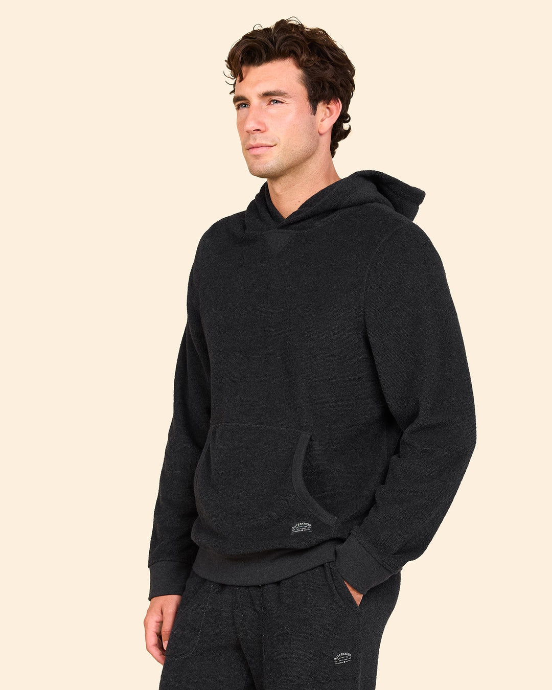 Outerknown Hightide Pullover Hoodie in Heather Black 5