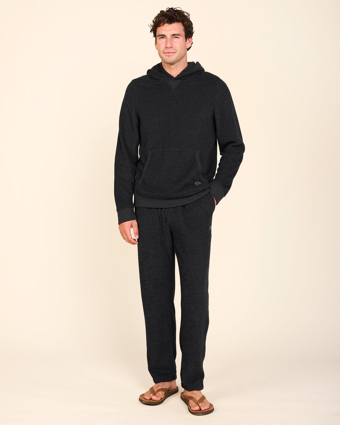 Outerknown Hightide Pullover Hoodie in Heather Black 7