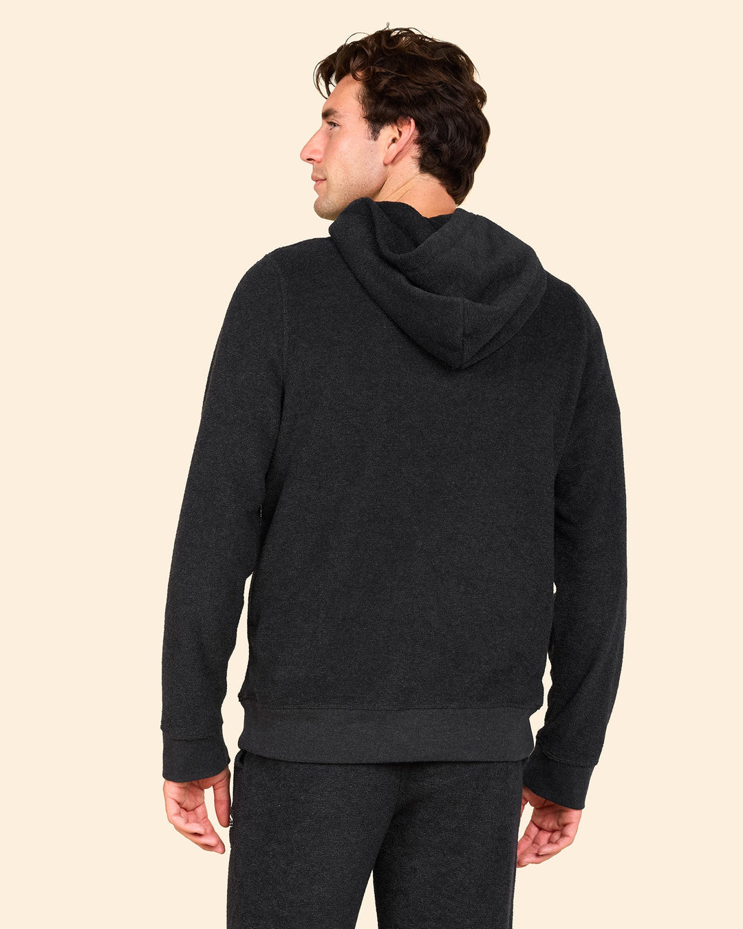 Outerknown Hightide Pullover Hoodie in Heather Black 8
