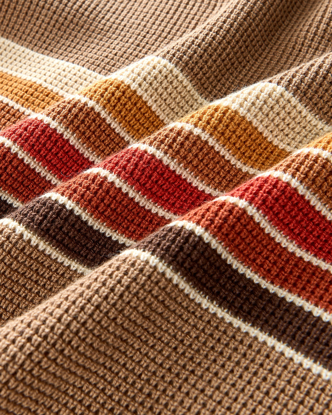 Outerknown Nostalgic Sweater in OK Chestnut Rainbow, detail