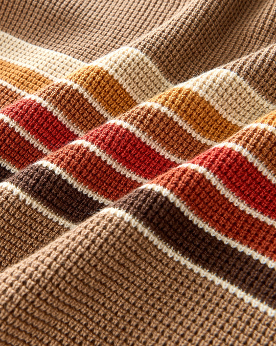 Outerknown Nostalgic Sweater in OK Chestnut Rainbow, detail