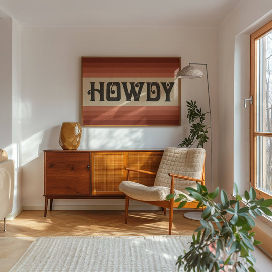 Tejas Country Club - Howdy Art Print Poster Monochromatic Ombre Rust Print (FLAT)