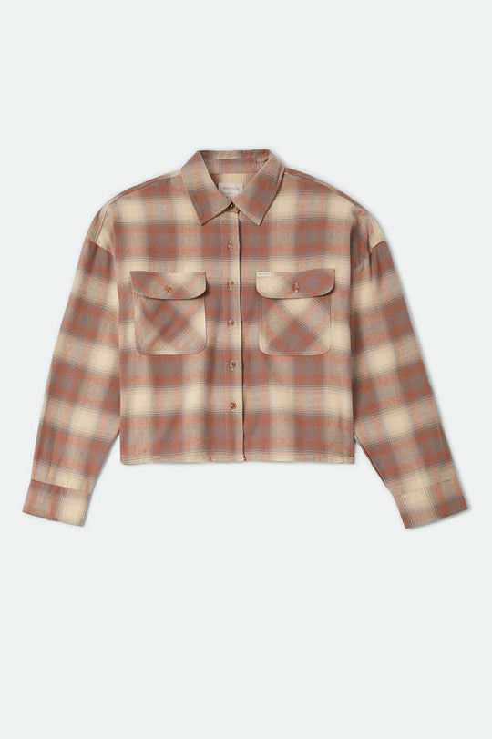Brixton Bowery Crop W L/S Overshirt Soft Tan Window Plaid