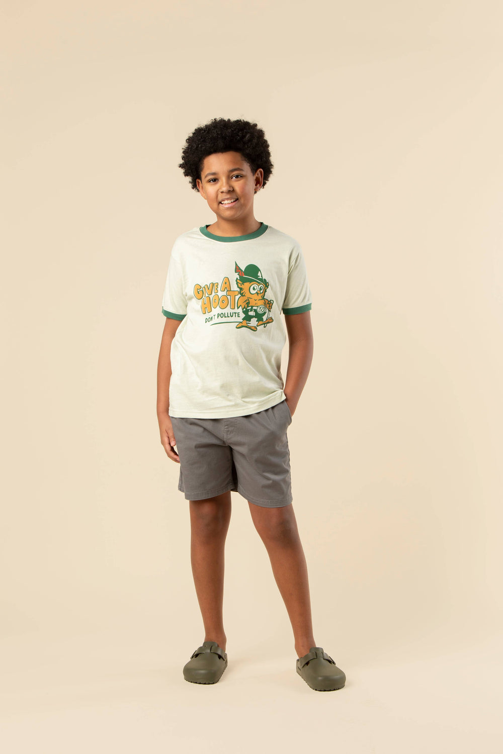 Give A Hoot, Don't Pollute Youth Short Sleeve Ringer Tee