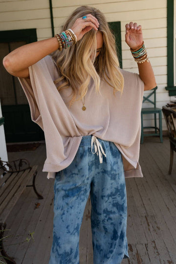 Three Bird Nest - Moon Glow Texture Knit Top - Oat