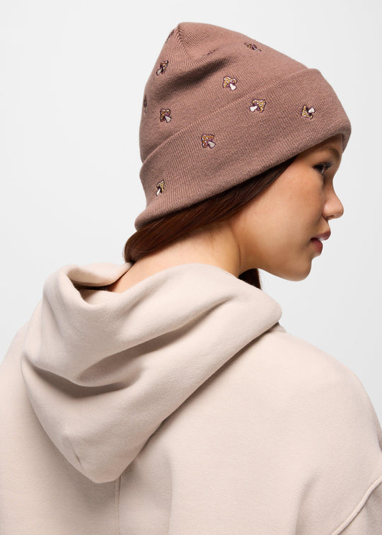 prAna Wild Now Beanie in Shroom Shrooms, detail two