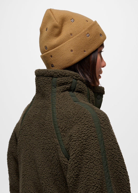 prAna Wild Now Beanie in Dijon Squirrel, detail two