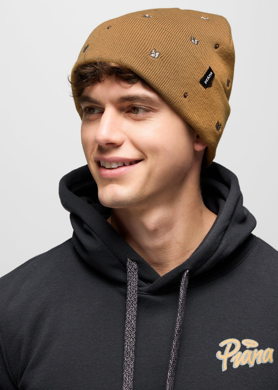prAna Wild Now Beanie in Dijon Squirrel, front