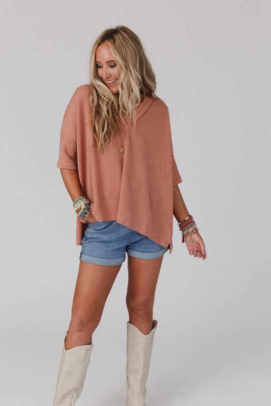 On The Go V Neck Ribbed Essential Tee