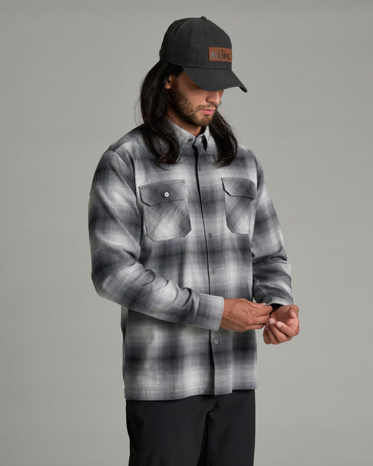 KUHL Dillingr Flannel LS in Wind Gust, lifestyle