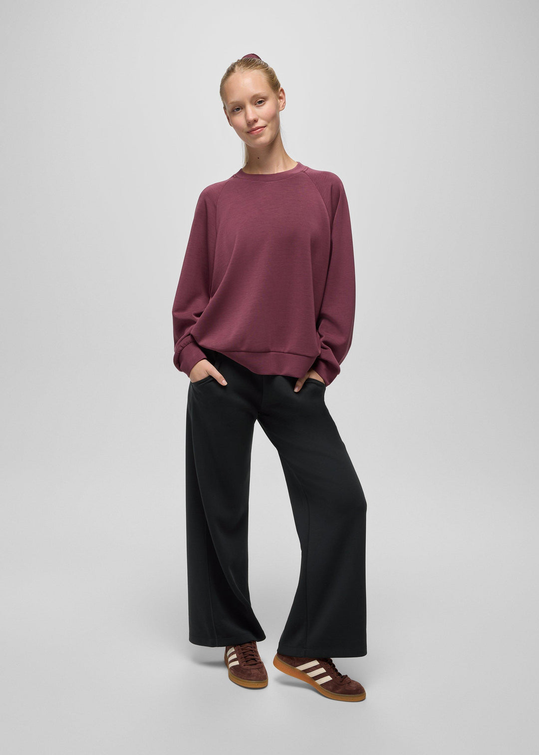 prAna Shea Soft Hot Spell Wide Leg in Black, lifestyle 1