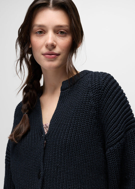 prAna Sunday River Short Cardigan in Nautical, detail 1