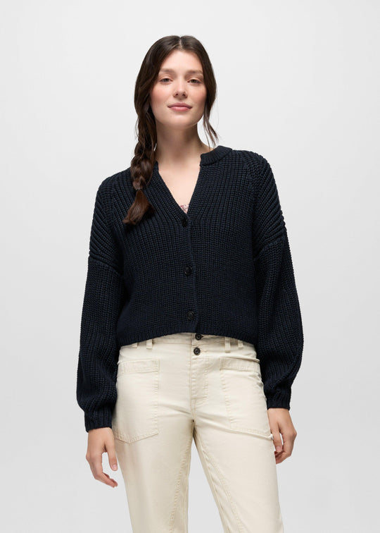 prAna Sunday River Short Cardigan in Nautical, front