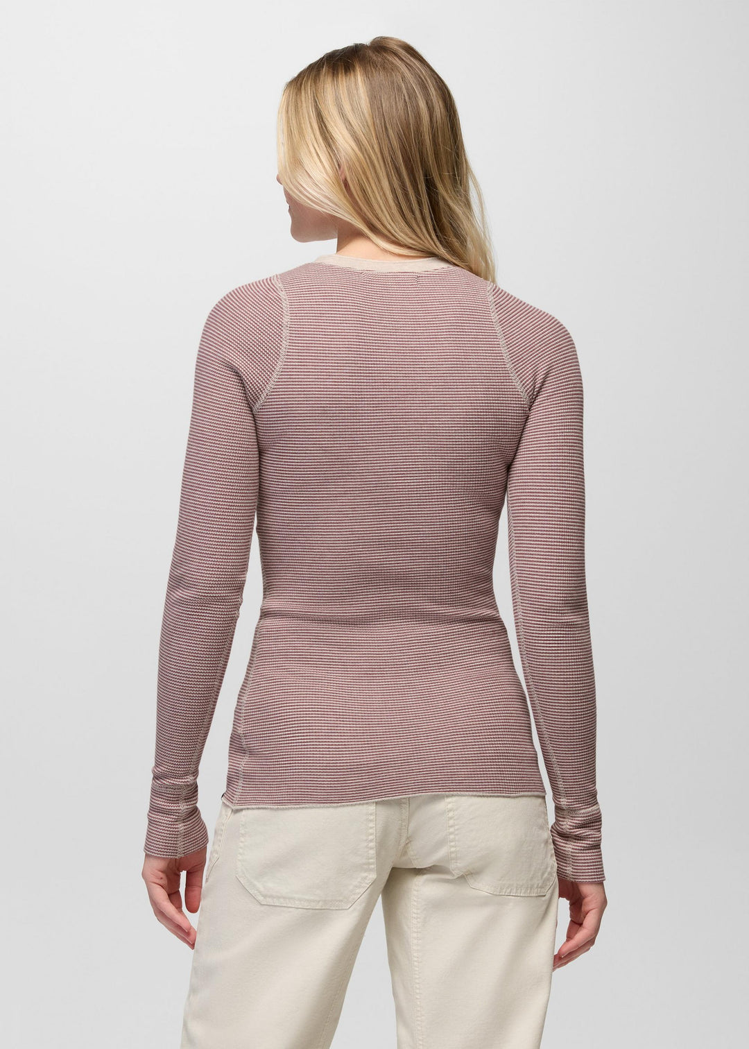 prAna Touchstone Henley in Newberry Heather Stripe, back