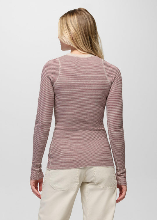 prAna Touchstone Henley in Newberry Heather Stripe, back