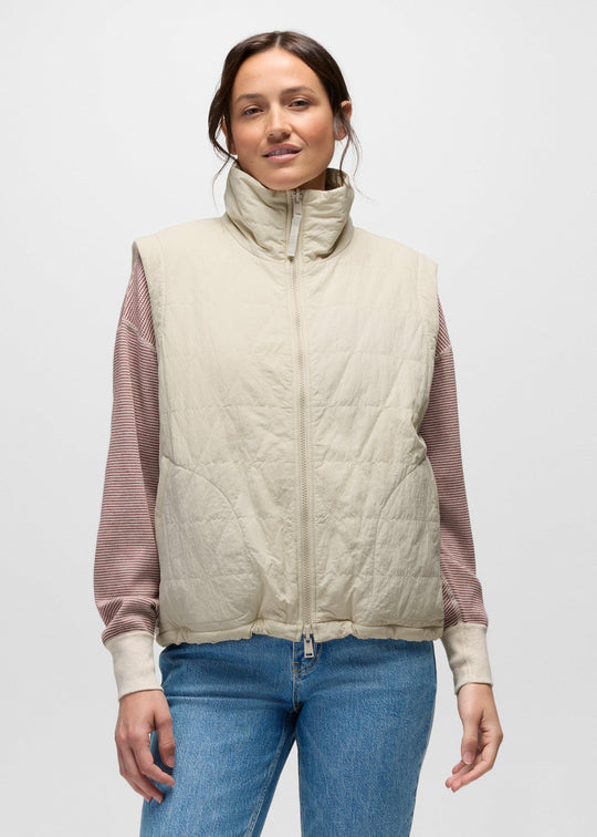 prAna Encinitas Reversible Vest in Beach Pebble, front