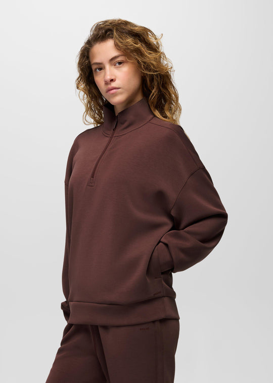 prAna Shea Soft Relaxed Half Zip in Cacao, front