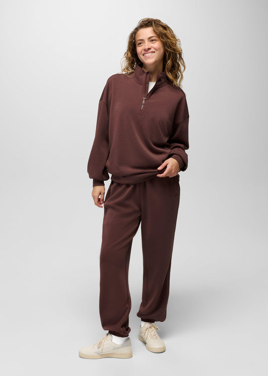 prAna Shea Soft Relaxed Half Zip in Cacao, lifestyle 2