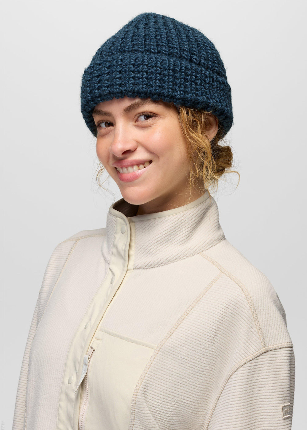 prAna Buoy 10 Beanie in Blue Coral, detail