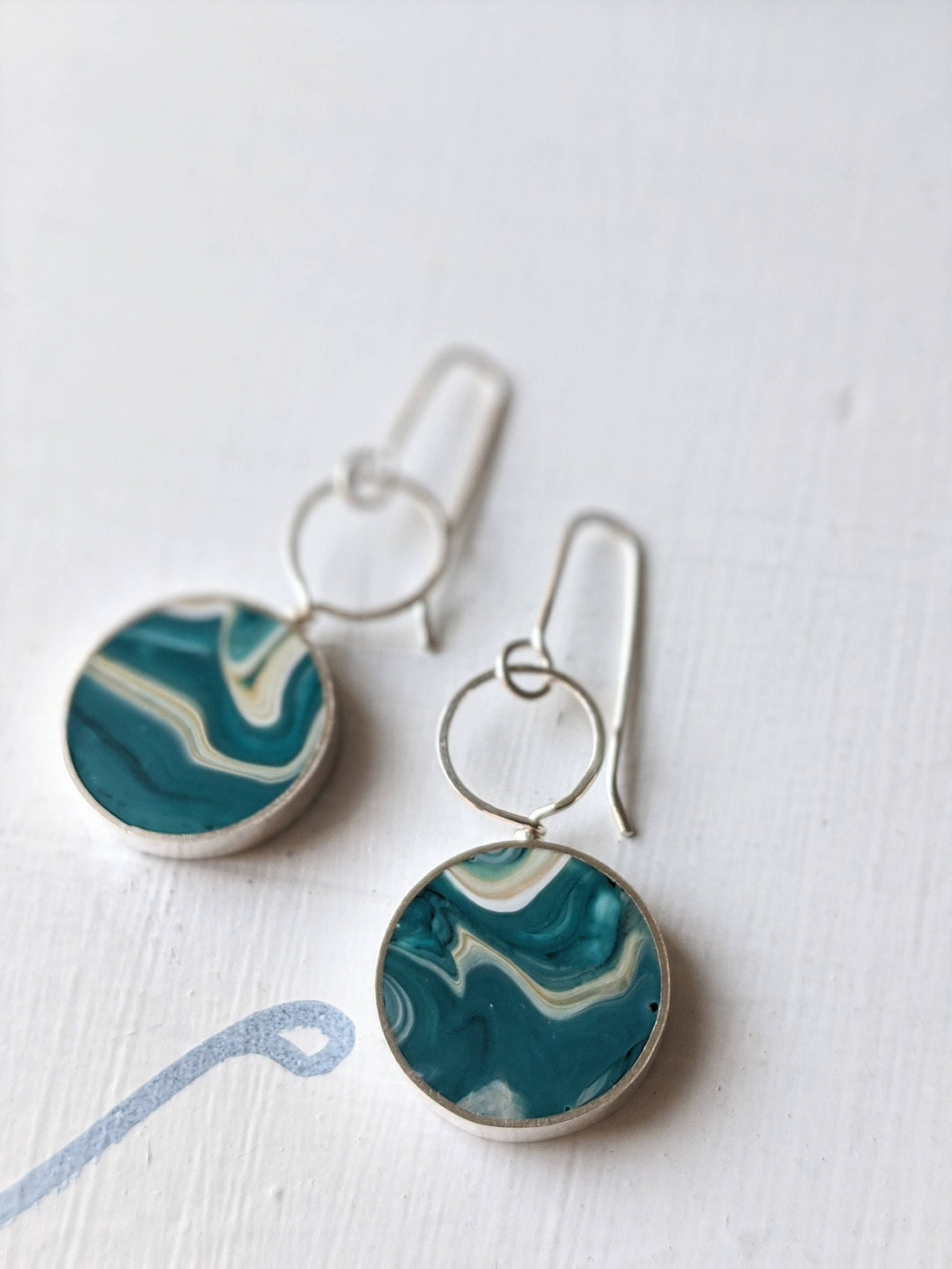 Circle With Loop Resin Earrings
