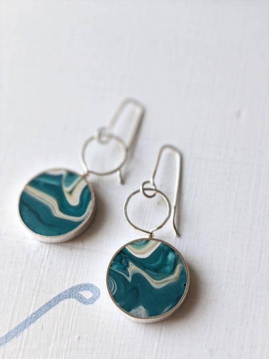 Circle With Loop Resin Earrings