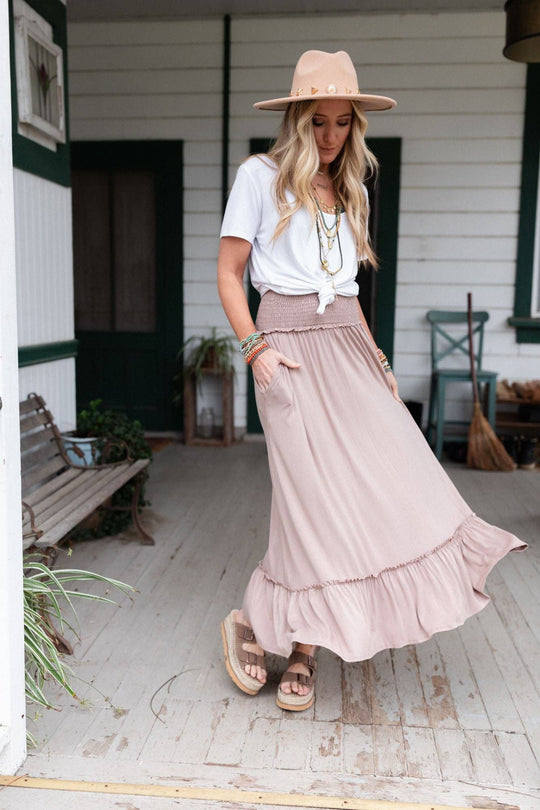 Rustic Romance Smocked Maxi Skirt