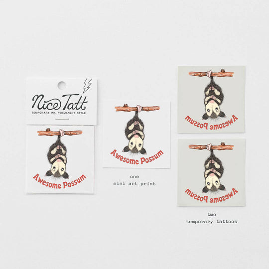 Awesome Possum - Temporary Tattoo