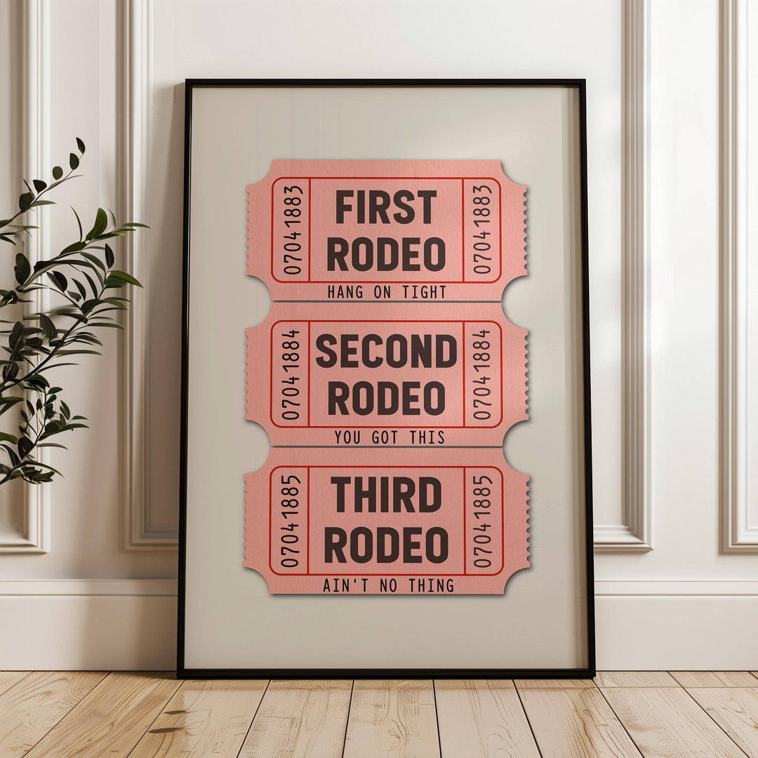 Tejas Country Club - First Rodeo Ticket Stub Art Print Pink (FLAT)