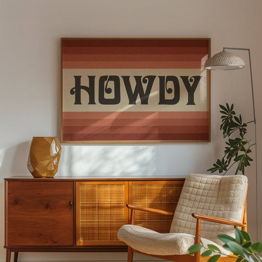 Tejas Country Club - Howdy Art Print Poster Monochromatic Ombre Rust Print (FLAT)