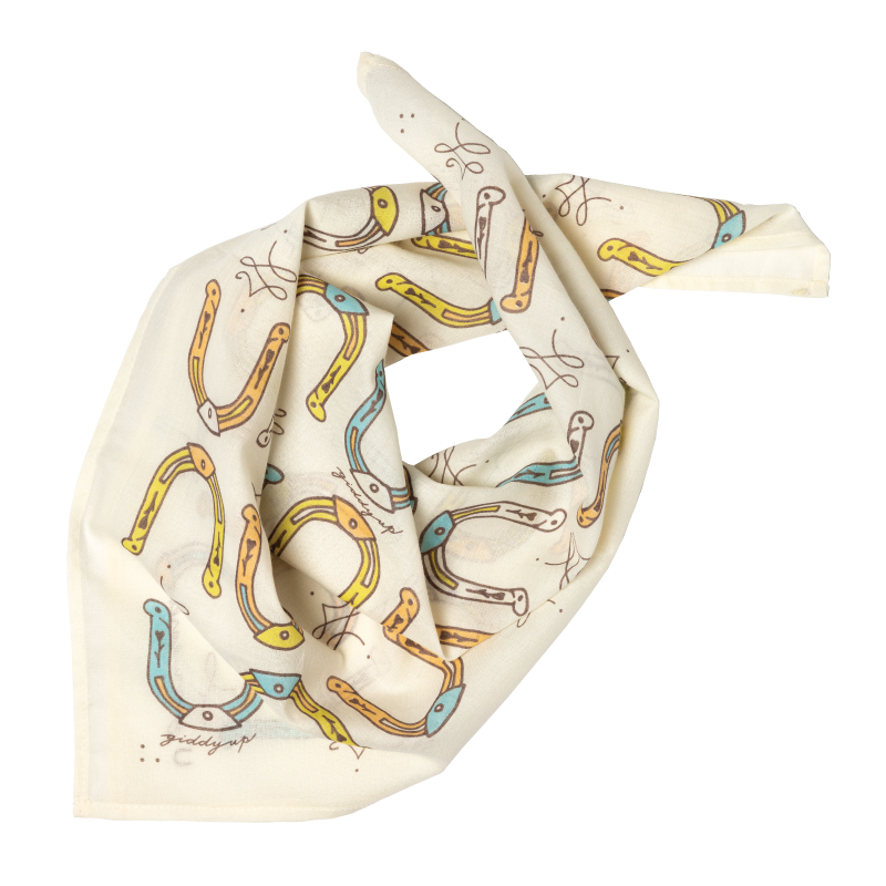 Luxury Cotton Voile Bandana – “Giddy Up” mantra - cream