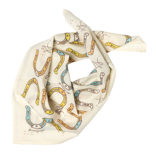 Luxury Cotton Voile Bandana – “Giddy Up” mantra - cream