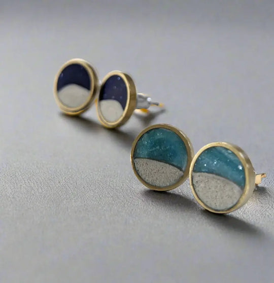 Beach Stud Earrings - Turquoise Circle