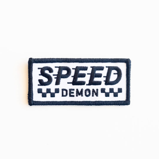 Union Made - Speed Demon Embroidered Iron on Patch - Black and White
