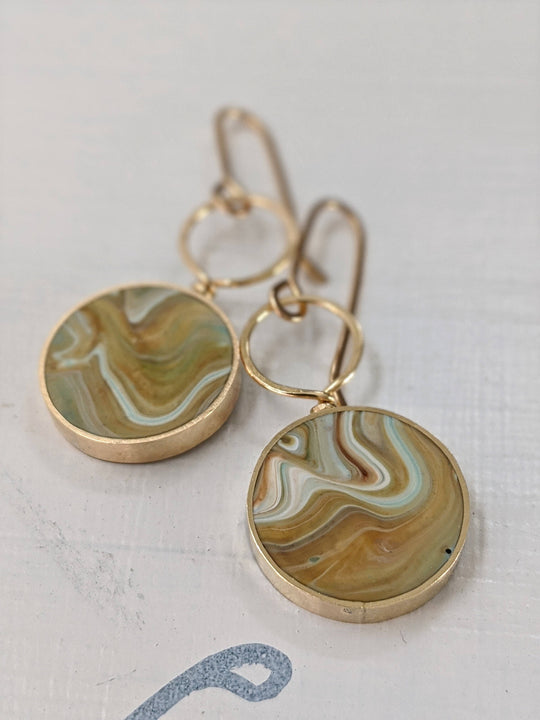 Circle With Loop Resin Earrings