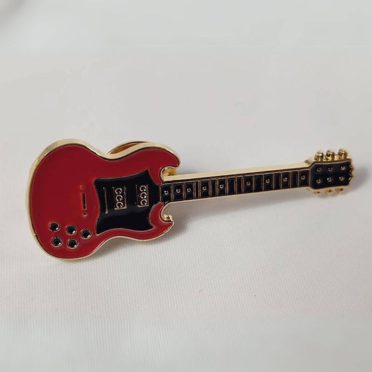 Musical Instrument Guitar Brooch Enamel Badge Pin