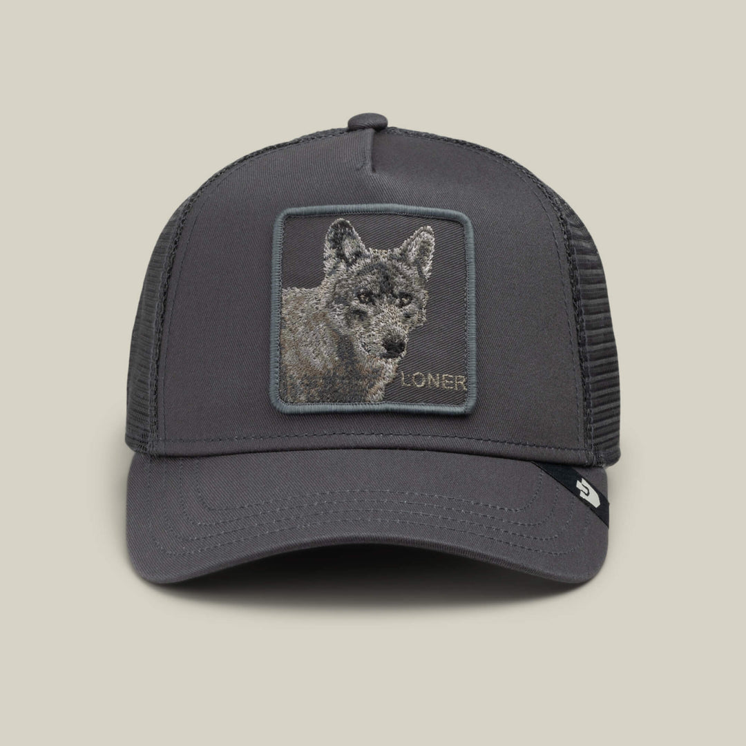 Goorin Bros Circle of Life Loner trucker hat in Oil Gray, front