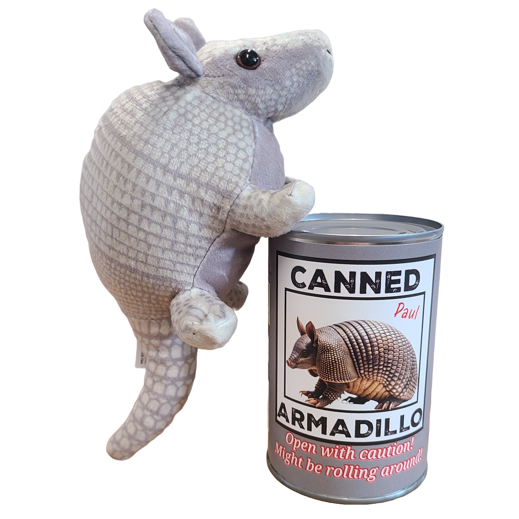 Canned Gifts Canned Armadillo Stuffed Animal Plush w Funny Jokes o Davidson Provision Co