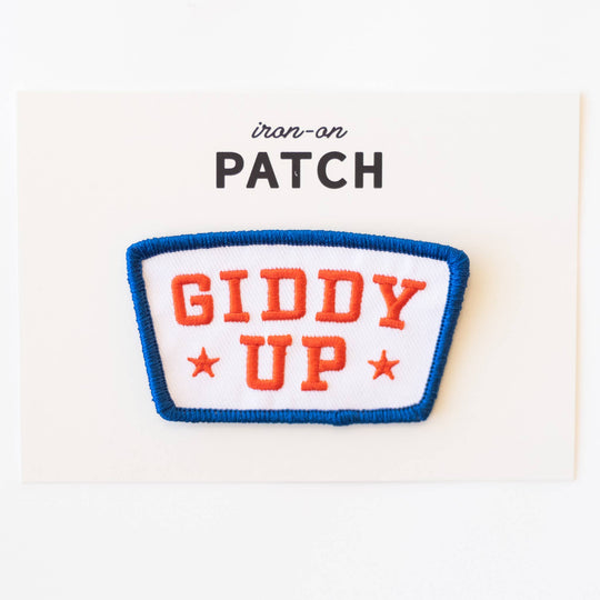Union Made - Giddy Up Embroidered Iron on Patch - Red, White and Blue