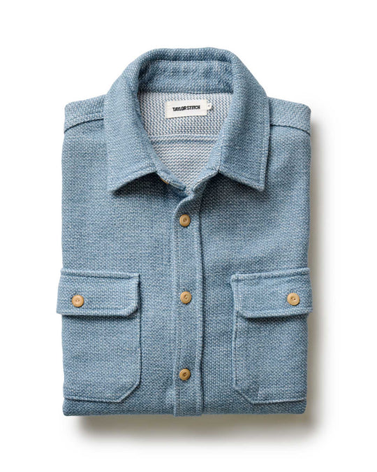 Taylor Stitch The Division Shirt in Washed Indigo, folded flat lay